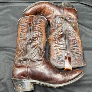 Vintage Wrangler Men's Dark Brown Leather Western Cowboy Boots Size 9D
